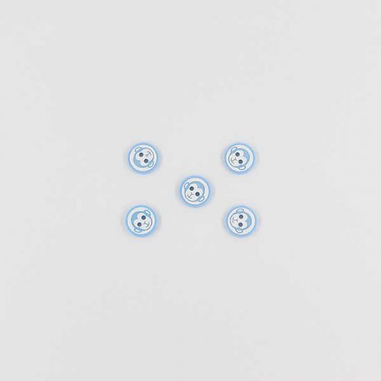 Maymun Baskılı Bebe Düğme(5 Ad.)-Mavi-No:3