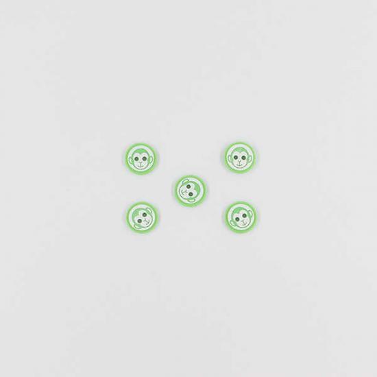 Maymun Baskılı Bebe Düğme(5 Ad.)-Yeşil-No:4