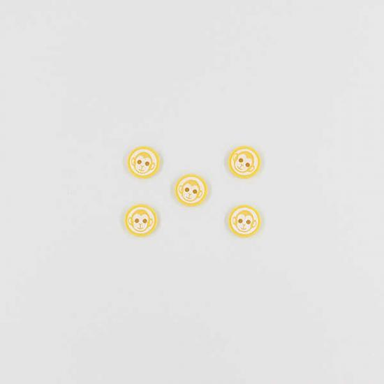 Maymun Baskılı Bebe Düğme(5 Ad.)-Sarı-No:7