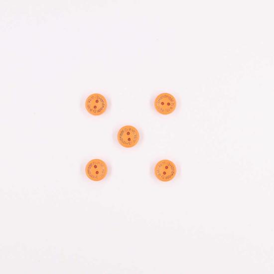 Ahşap Hand Made Renkli Düğme(5 Ad.)-15mm-No:-3 Oranj