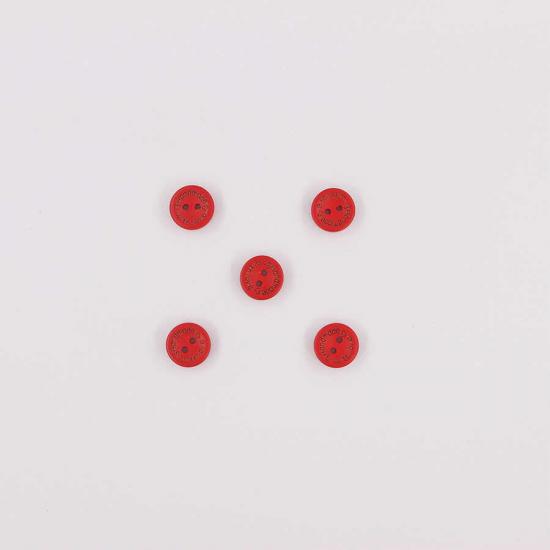 Ahşap Hand Made Renkli Düğme(5 Ad.)-15mm-No:-6 Kırmızı