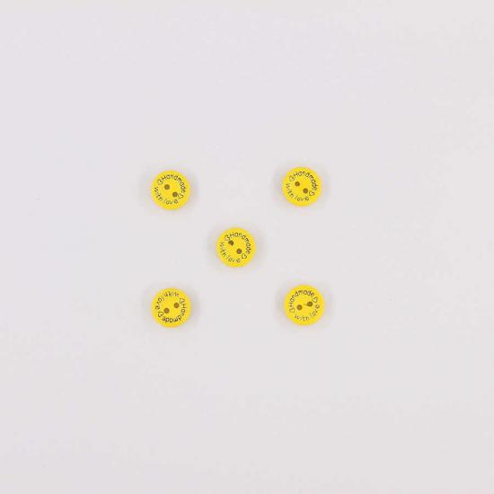 Ahşap Hand Made Renkli Düğme(5 Ad.)-15mm-No:-8 Sarı